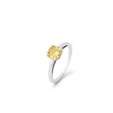 Bague Pépite Or Blanc Diamant Jaune 1.15ct