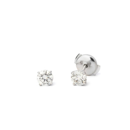 Boucles d'Oreilles Pépite Or Blanc Diamant Blanc 0.3ct